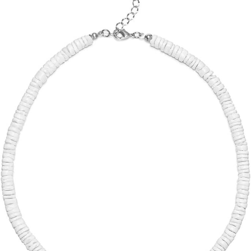 Shell Necklace, Puka Shell Necklace for Men Women Smooth Seashell Choker Summer